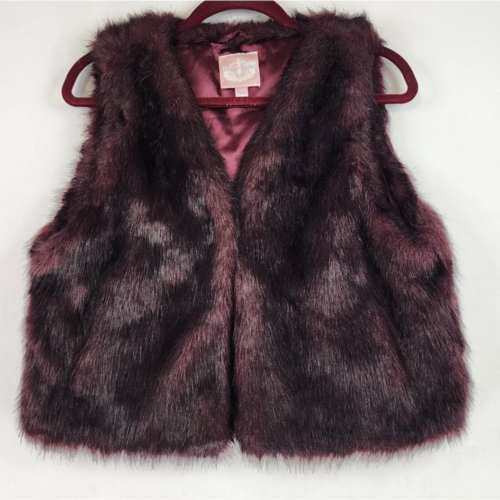 Romeo & Juliet Couture Vest‎ Womens Large Plum Soft Comfy Glam Sexy Faux Fur